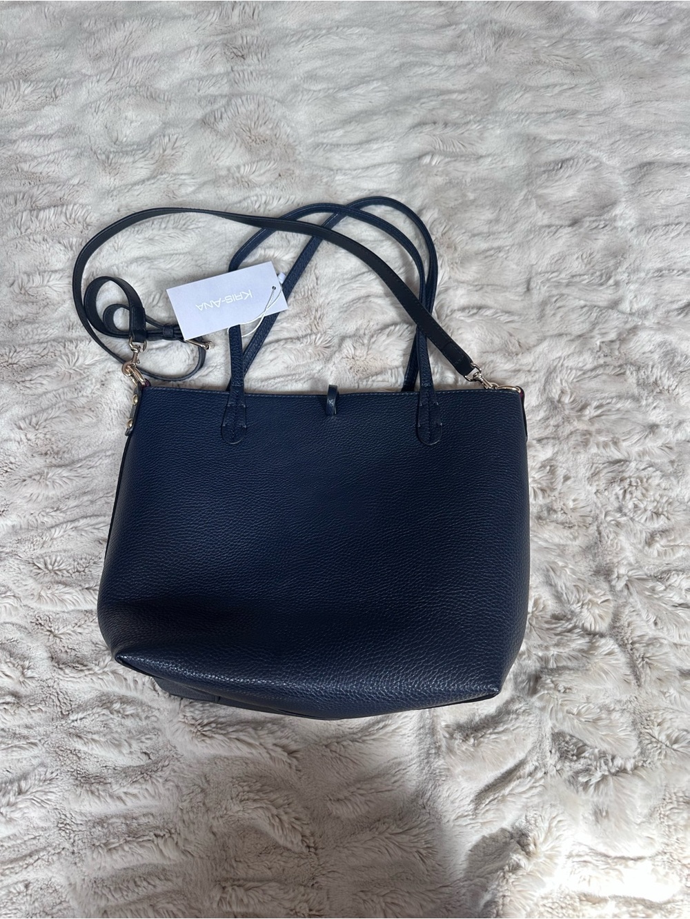 Kris Ana Navy Tote + Wristlet Pouch (Hot Pink Interior) - Picture 3 of 6